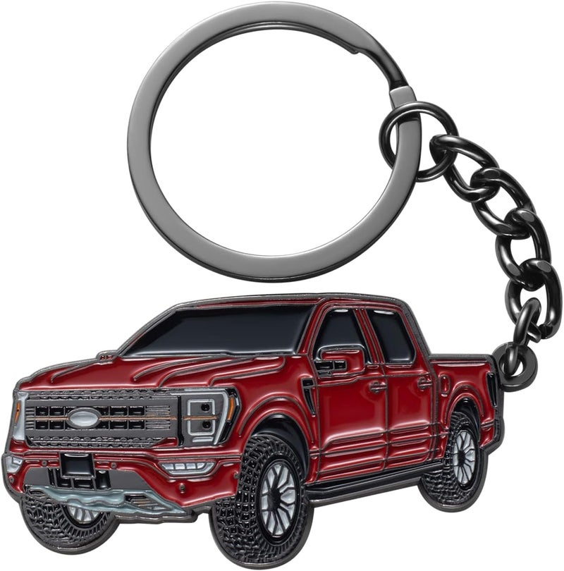SINLAKUA مفتاح F150 لحافظة فورد F150 ملحقات 2023 غطاء مفتاح F-150 2022 شاحنة لعبة معدنية ملحقات حلقة مفتاح حمراء - Image 1